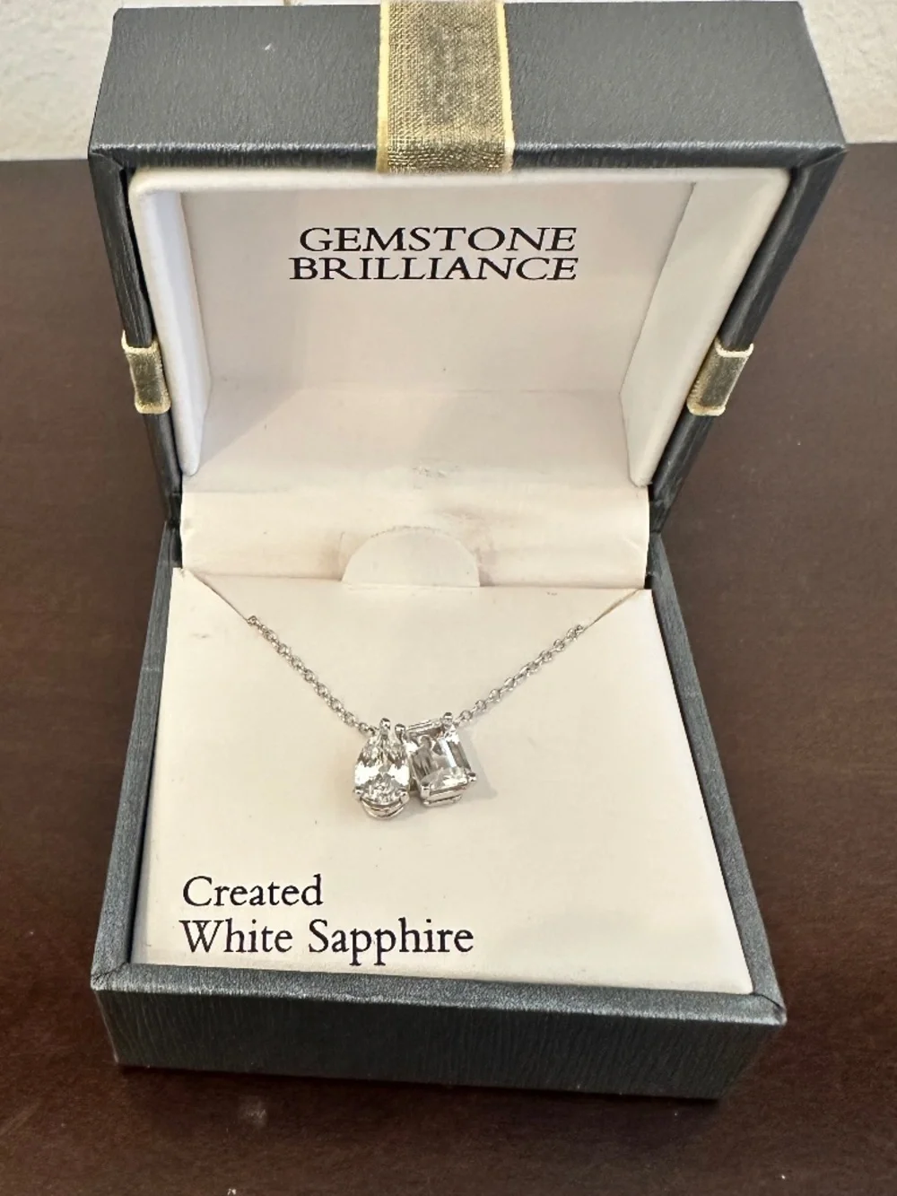 Gemstone Brilliance Created White Sapphire Sterling Silver Pendant Necklace